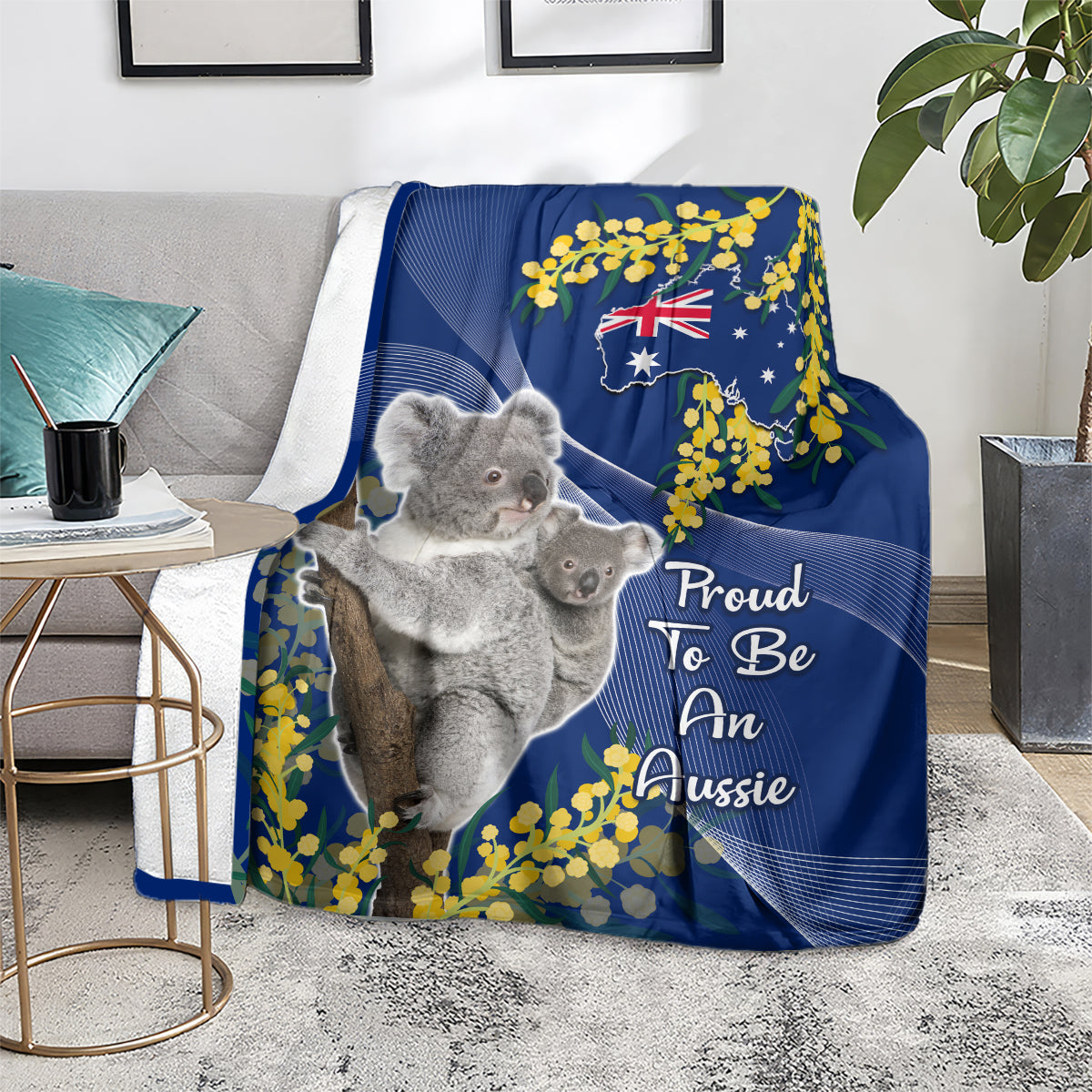 Australia Day Blanket Proud To Be An Aussie Koala With Map Golden Wattle