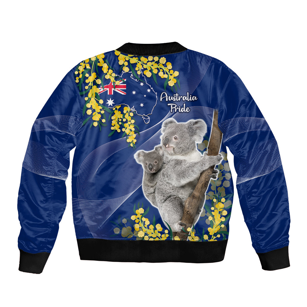 Australia Day Bomber Jacket Proud To Be An Aussie Koala With Map Golden Wattle
