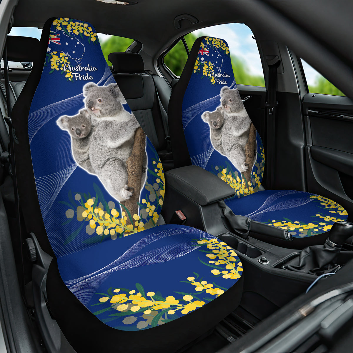 Australia Day Car Seat Cover Proud To Be An Aussie Koala With Map Golden Wattle