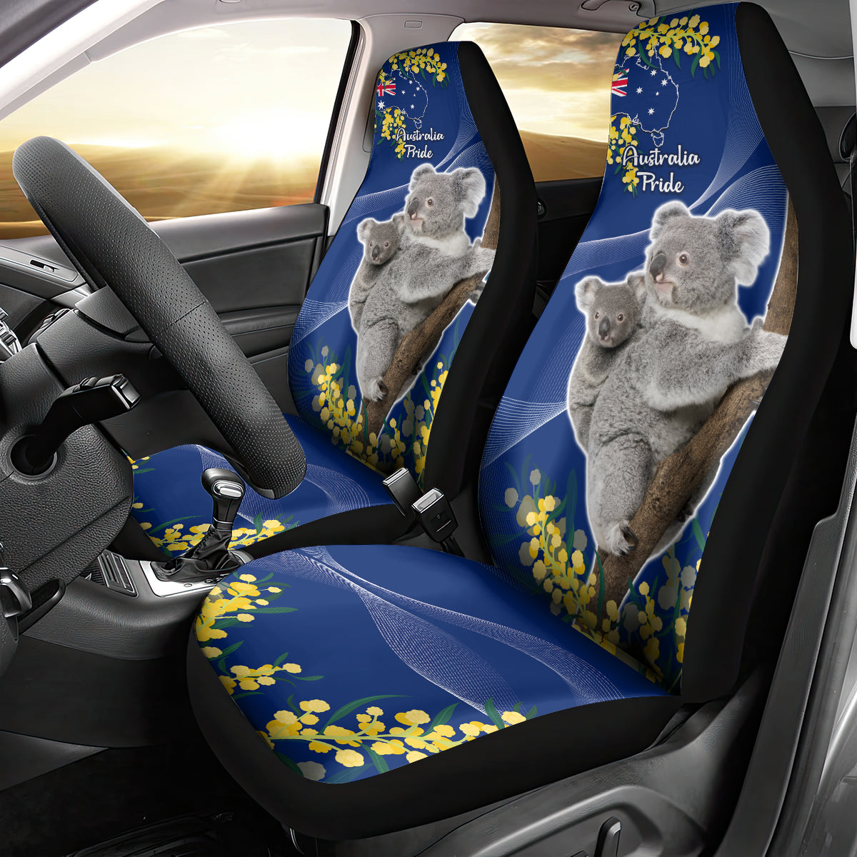 Australia Day Car Seat Cover Proud To Be An Aussie Koala With Map Golden Wattle