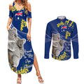 Australia Day Couples Matching Summer Maxi Dress and Long Sleeve Button Shirt Proud To Be An Aussie Koala With Map Golden Wattle