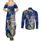 Australia Day Couples Matching Summer Maxi Dress and Long Sleeve Button Shirt Proud To Be An Aussie Koala With Map Golden Wattle