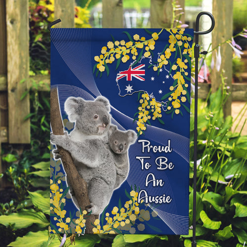 Australia Day Garden Flag Proud To Be An Aussie Koala With Map Golden Wattle