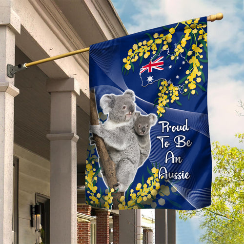 Australia Day Garden Flag Proud To Be An Aussie Koala With Map Golden Wattle