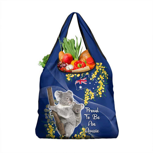 Australia Day Grocery Bag Proud To Be An Aussie Koala Golden Wattle