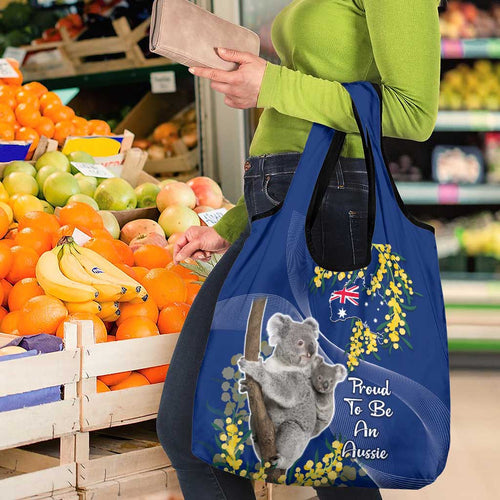 Australia Day Grocery Bag Proud To Be An Aussie Koala Golden Wattle