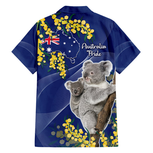 Australia Day Hawaiian Shirt Proud To Be An Aussie Koala With Map Golden Wattle