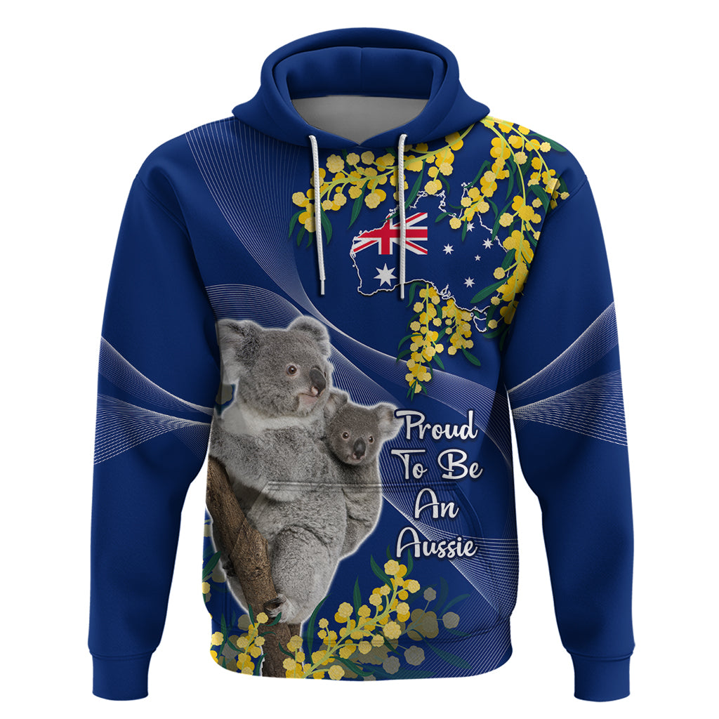 Australia Day Hoodie Proud To Be An Aussie Koala With Map Golden Wattle