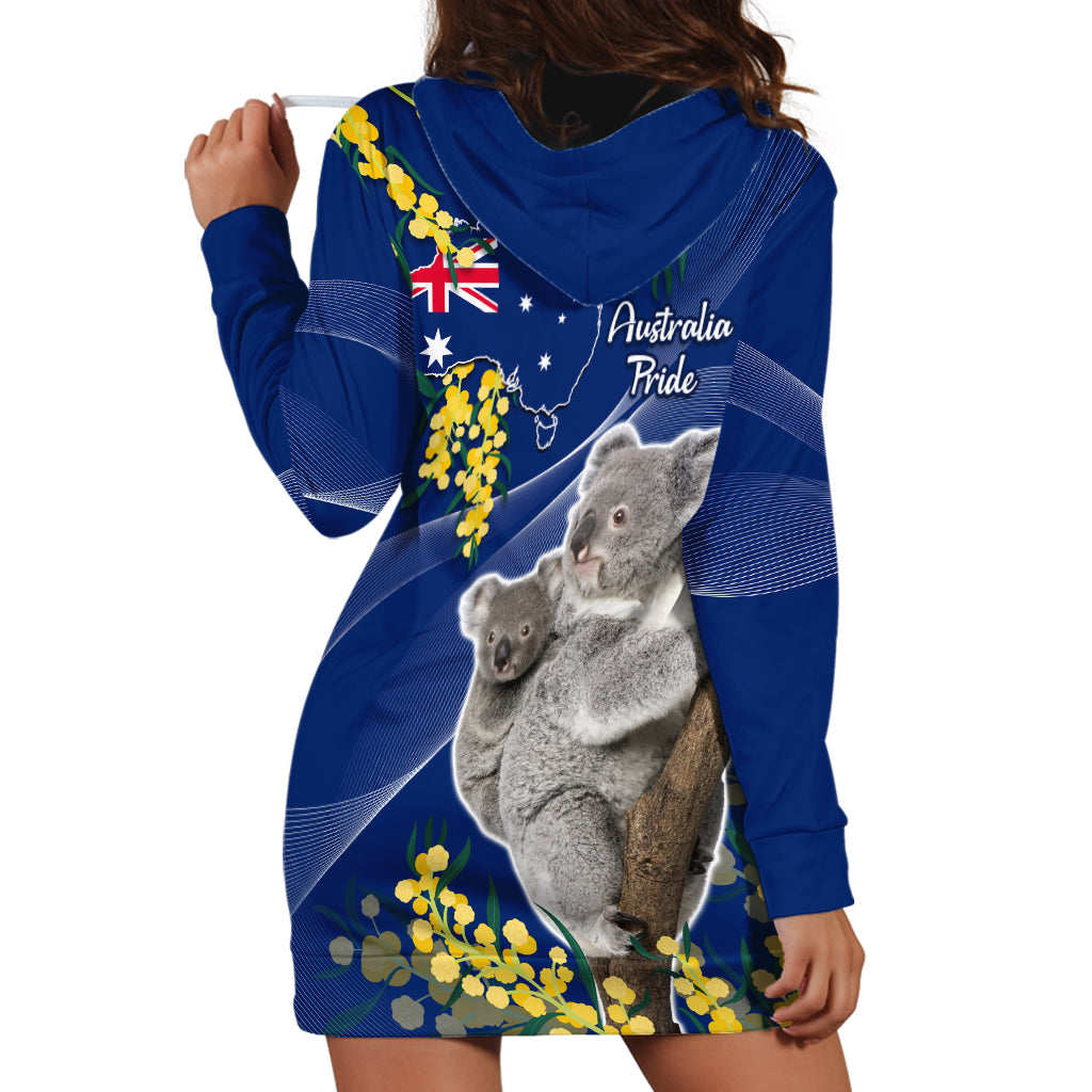 Australia Day Hoodie Dress Proud To Be An Aussie Koala With Map Golden Wattle