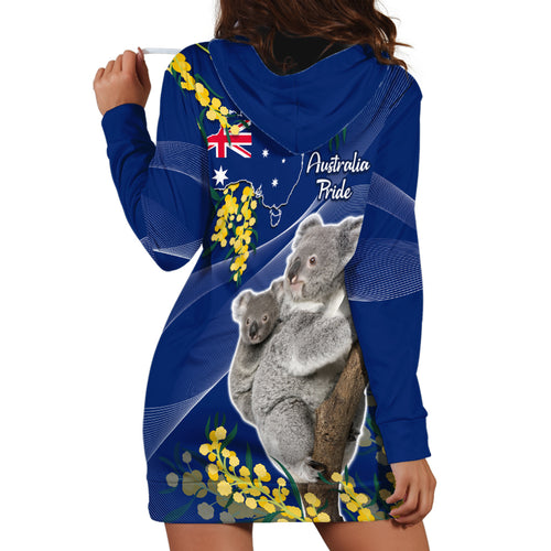 Australia Day Hoodie Dress Proud To Be An Aussie Koala With Map Golden Wattle