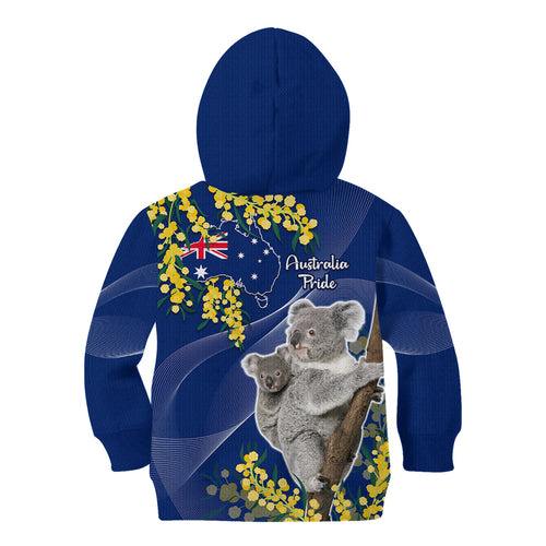 Australia Day Kid Hoodie Proud To Be An Aussie Koala With Map Golden Wattle