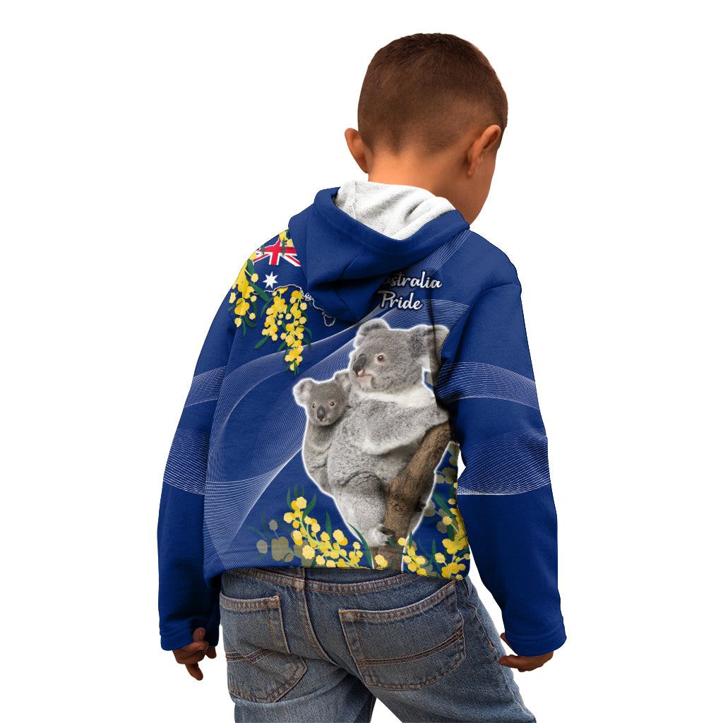 Australia Day Kid Hoodie Proud To Be An Aussie Koala With Map Golden Wattle