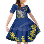 Australia Day Kid Short Sleeve Dress Proud To Be An Aussie Koala With Map Golden Wattle