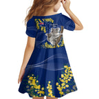 Australia Day Kid Short Sleeve Dress Proud To Be An Aussie Koala With Map Golden Wattle