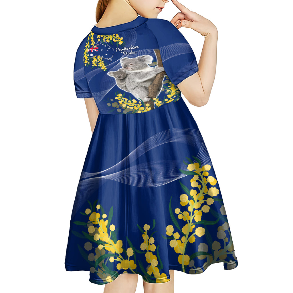 Australia Day Kid Short Sleeve Dress Proud To Be An Aussie Koala With Map Golden Wattle