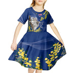 Australia Day Kid Short Sleeve Dress Proud To Be An Aussie Koala With Map Golden Wattle