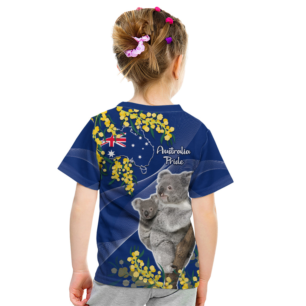 Australia Day Kid T Shirt Proud To Be An Aussie Koala With Map Golden Wattle