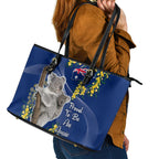 Australia Day Leather Tote Bag Proud To Be An Aussie Koala With Map Golden Wattle