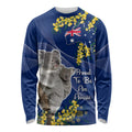 Australia Day Long Sleeve Shirt Proud To Be An Aussie Koala With Map Golden Wattle