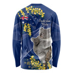 Australia Day Long Sleeve Shirt Proud To Be An Aussie Koala With Map Golden Wattle