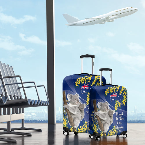 Australia Day Luggage Cover Proud To Be An Aussie Koala With Map Golden Wattle