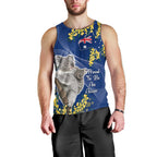 Australia Day Men Tank Top Proud To Be An Aussie Koala With Map Golden Wattle