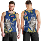 Australia Day Men Tank Top Proud To Be An Aussie Koala With Map Golden Wattle