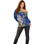 Australia Day Off Shoulder Sweater Proud To Be An Aussie Koala With Map Golden Wattle