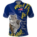 Australia Day Polo Shirt Proud To Be An Aussie Koala With Map Golden Wattle