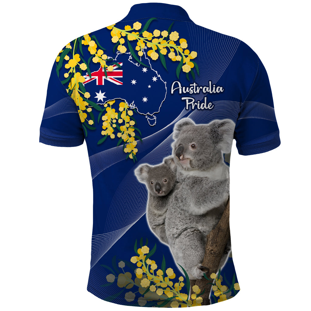 Australia Day Polo Shirt Proud To Be An Aussie Koala With Map Golden Wattle