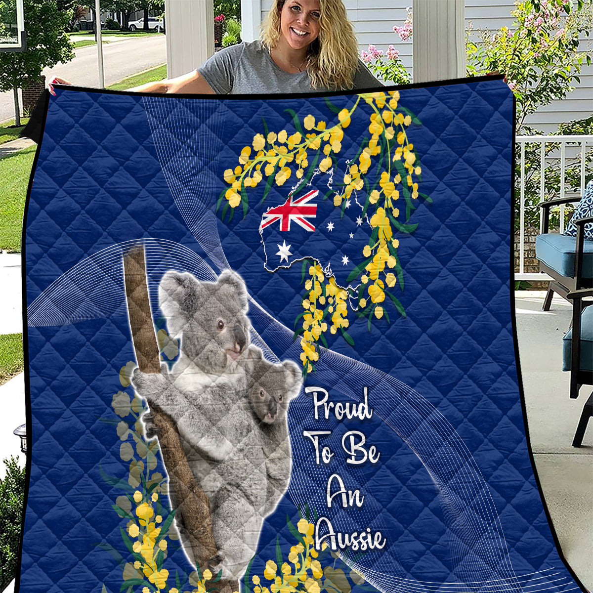 Australia Day Quilt Proud To Be An Aussie Koala With Map Golden Wattle