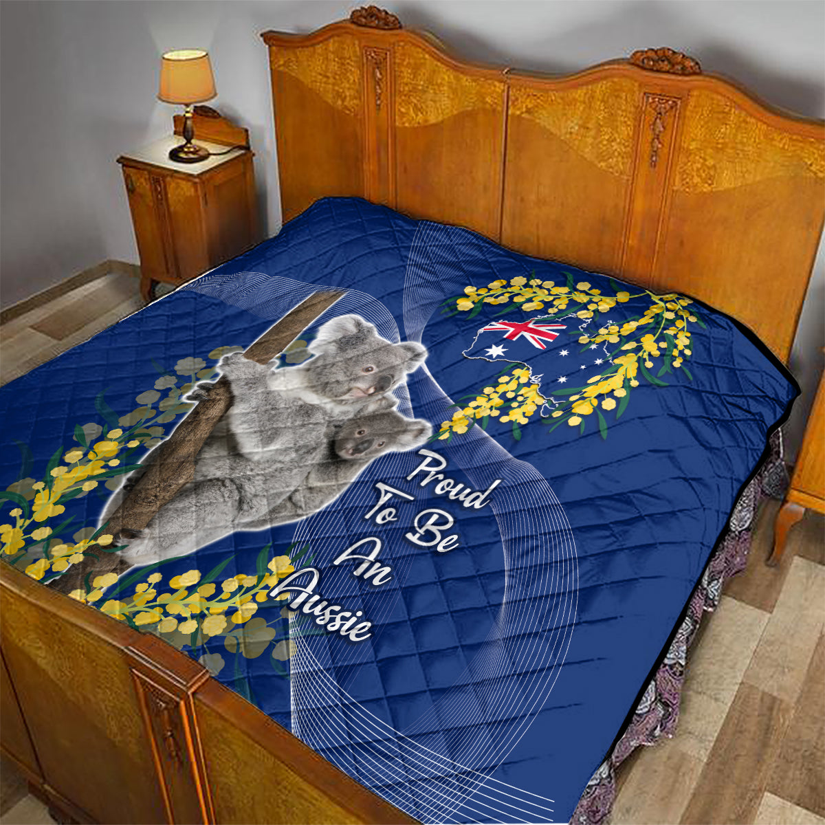 Australia Day Quilt Proud To Be An Aussie Koala With Map Golden Wattle