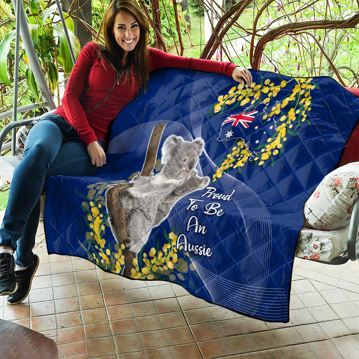Australia Day Quilt Proud To Be An Aussie Koala With Map Golden Wattle