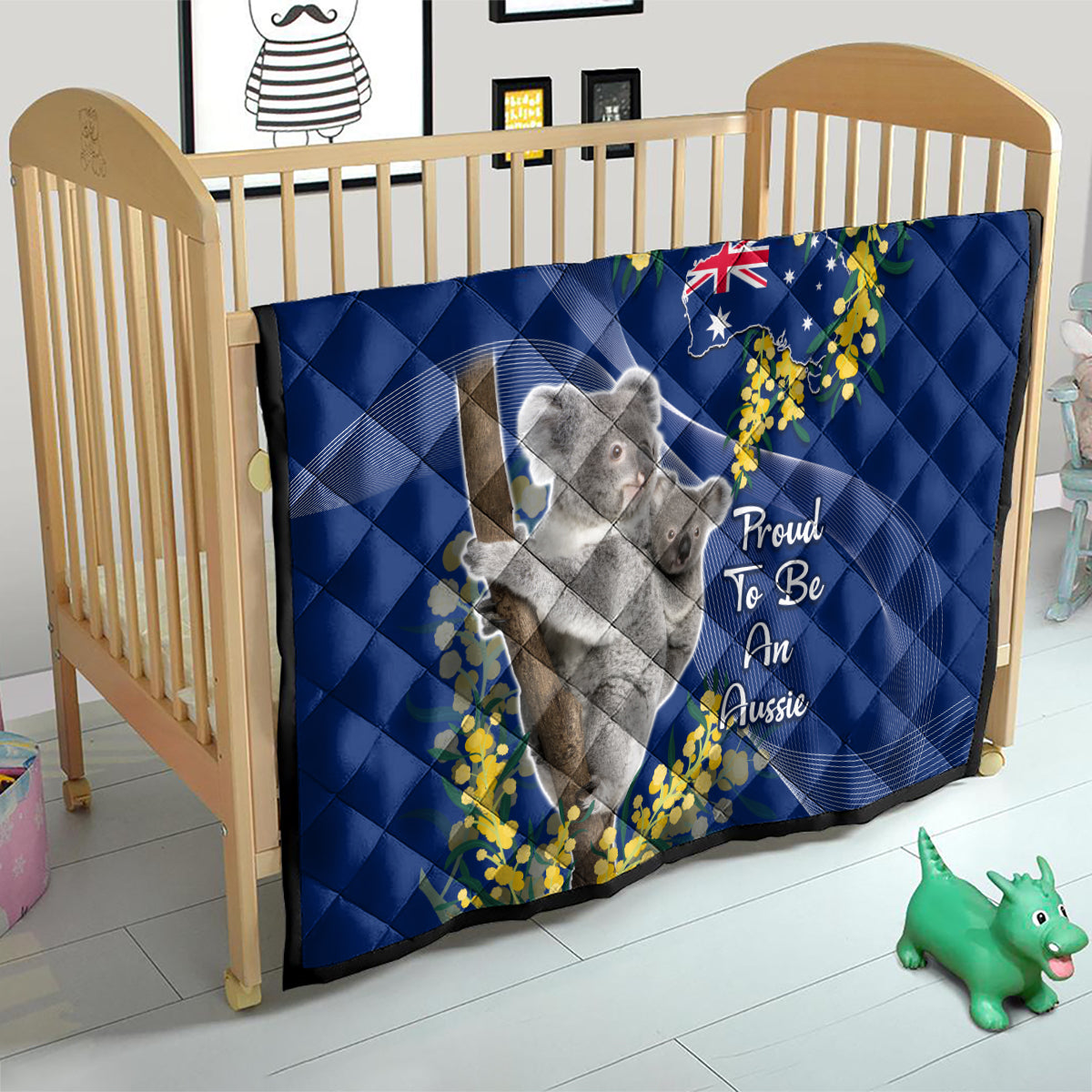 Australia Day Quilt Proud To Be An Aussie Koala With Map Golden Wattle