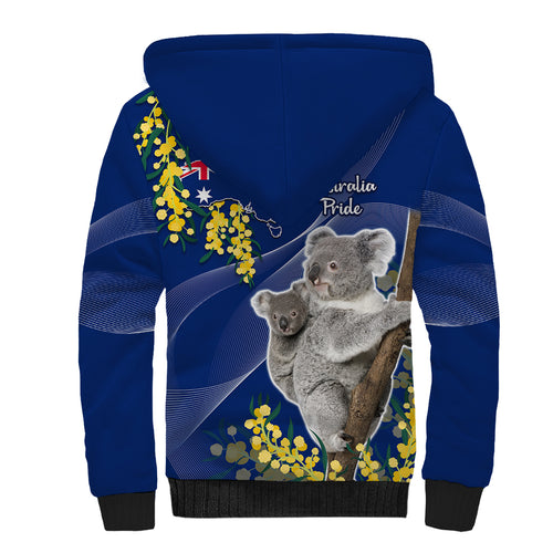 Australia Day Sherpa Hoodie Proud To Be An Aussie Koala With Map Golden Wattle