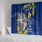 Australia Day Shower Curtain Proud To Be An Aussie Koala With Map Golden Wattle