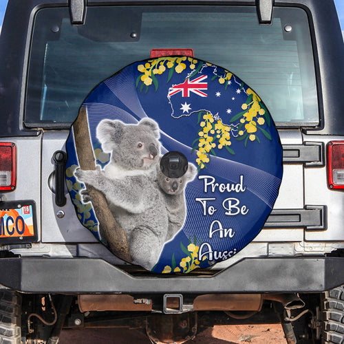 Australia Day Spare Tire Cover Proud To Be An Aussie Koala With Map Golden Wattle