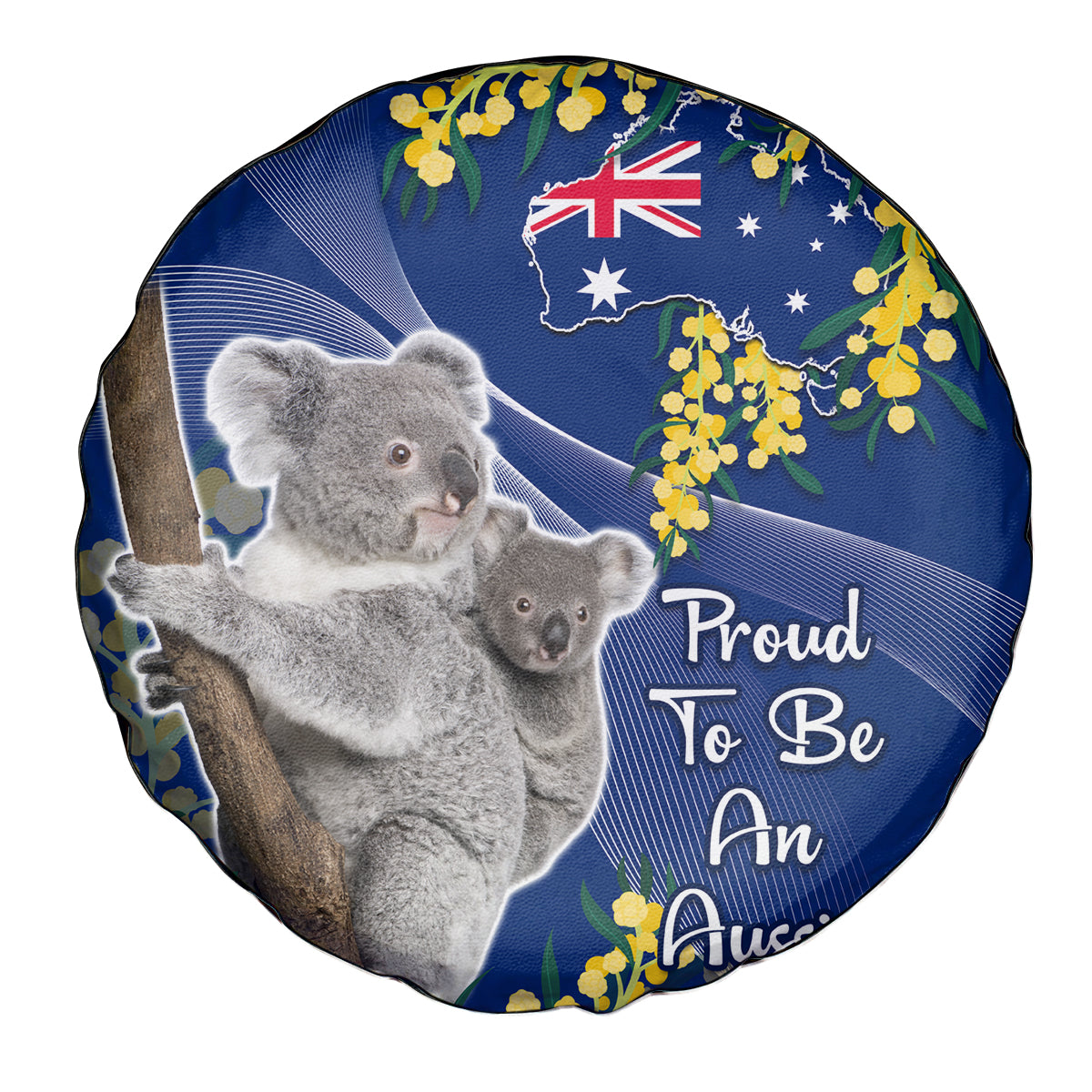 Australia Day Spare Tire Cover Proud To Be An Aussie Koala With Map Golden Wattle