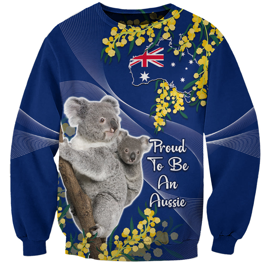 Australia Day Sweatshirt Proud To Be An Aussie Koala With Map Golden Wattle