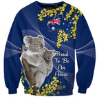 Australia Day Sweatshirt Proud To Be An Aussie Koala With Map Golden Wattle
