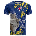 Australia Day T Shirt Proud To Be An Aussie Koala With Map Golden Wattle