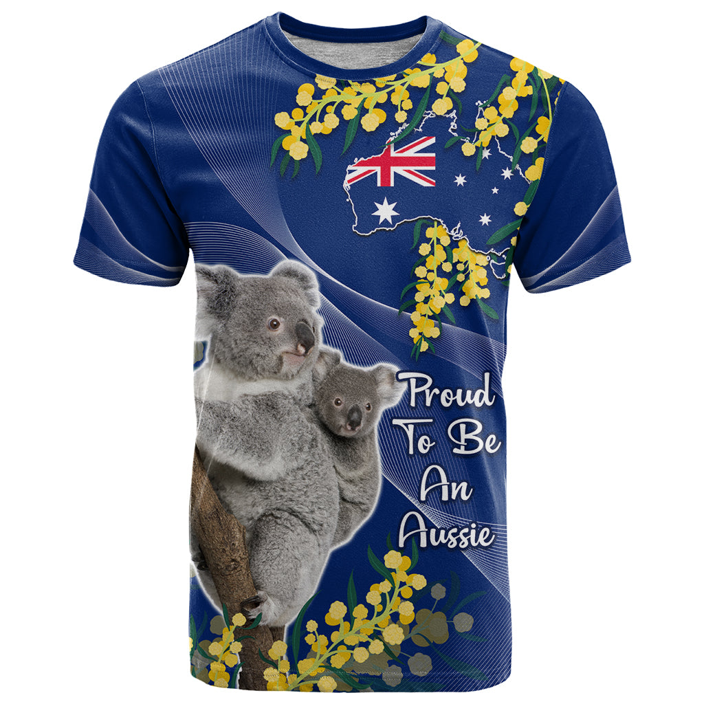 Australia Day T Shirt Proud To Be An Aussie Koala With Map Golden Wattle