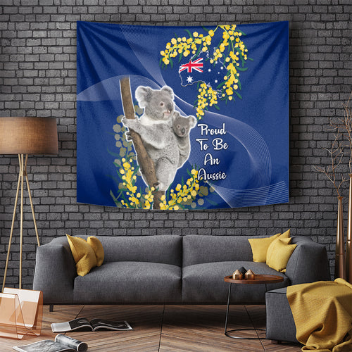 Australia Day Tapestry Proud To Be An Aussie Koala With Map Golden Wattle