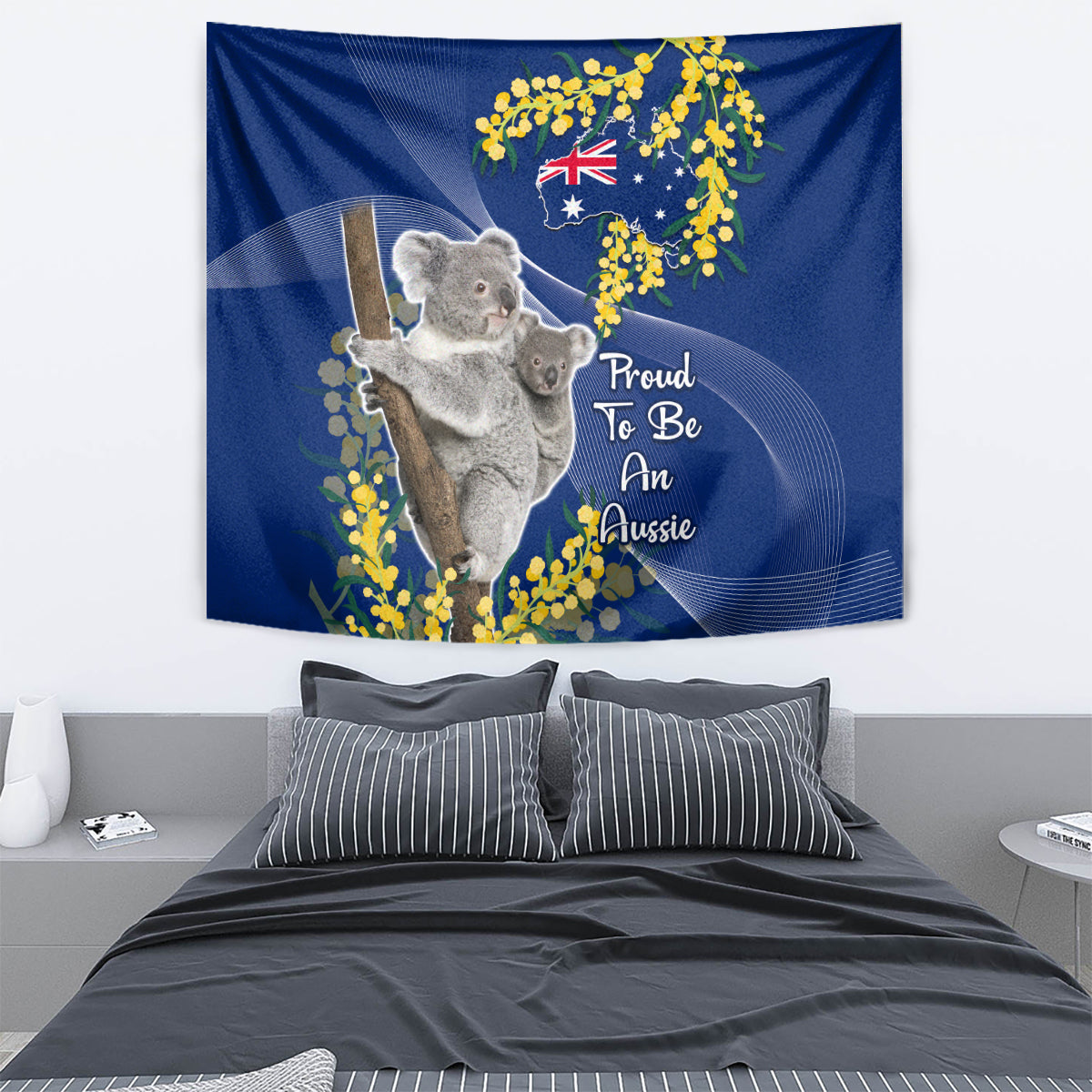 Australia Day Tapestry Proud To Be An Aussie Koala With Map Golden Wattle