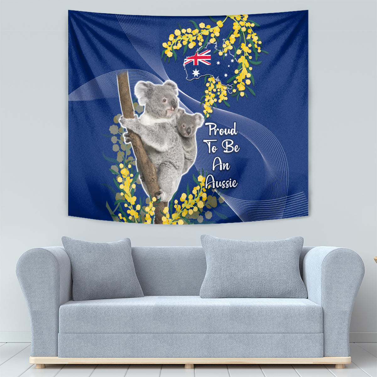 Australia Day Tapestry Proud To Be An Aussie Koala With Map Golden Wattle