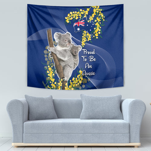 Australia Day Tapestry Proud To Be An Aussie Koala With Map Golden Wattle