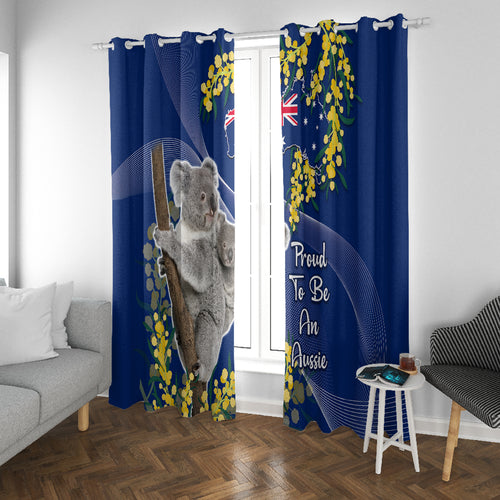 Australia Day Window Curtain Proud To Be An Aussie Koala With Map Golden Wattle