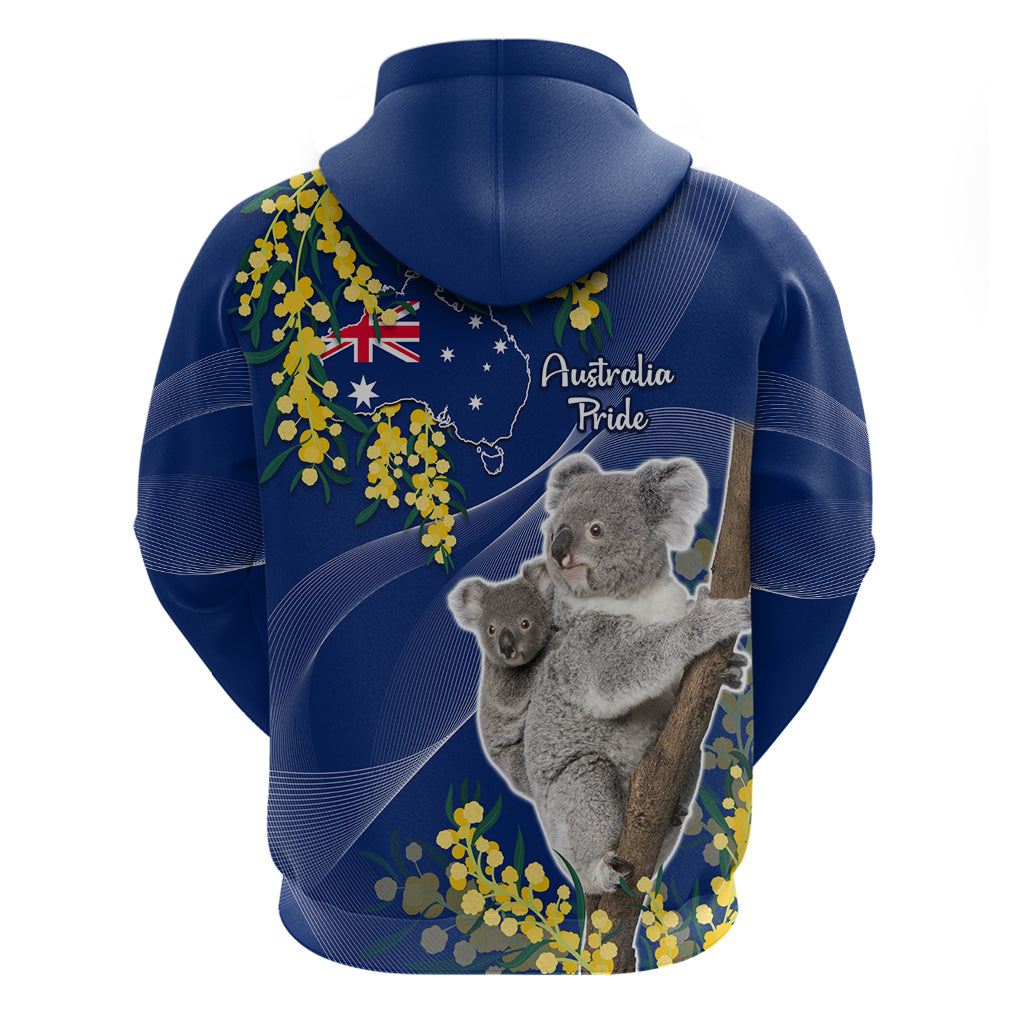 Australia Day Zip Hoodie Proud To Be An Aussie Koala With Map Golden Wattle