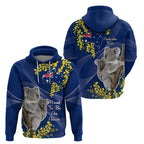 Australia Day Zip Hoodie Proud To Be An Aussie Koala With Map Golden Wattle