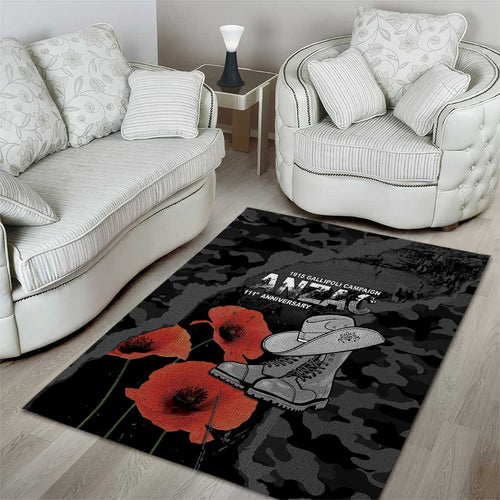 Australia 1915 Gallipoli ANZAC Area Rug 111th Anniversary Army Boots And Slouch Hat